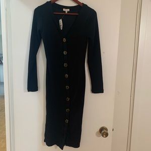 Black Button-Down Casual Dress